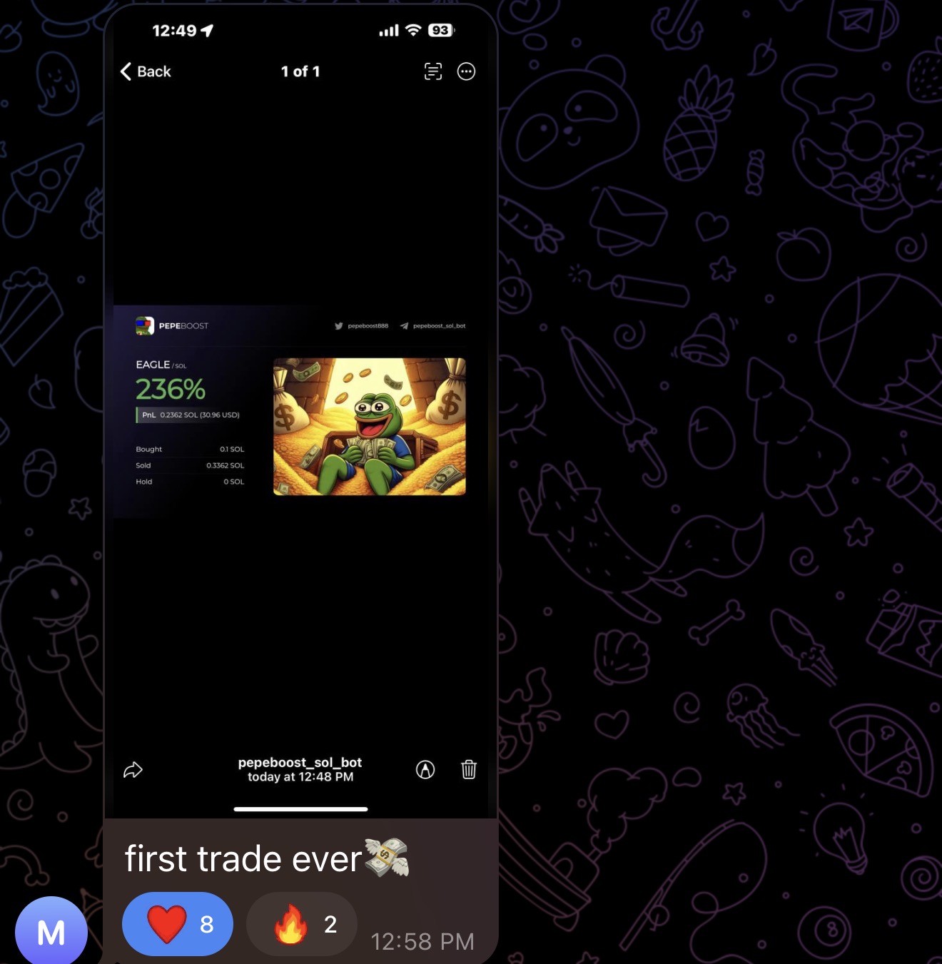 Member win screenshot — 236% $EAGLE