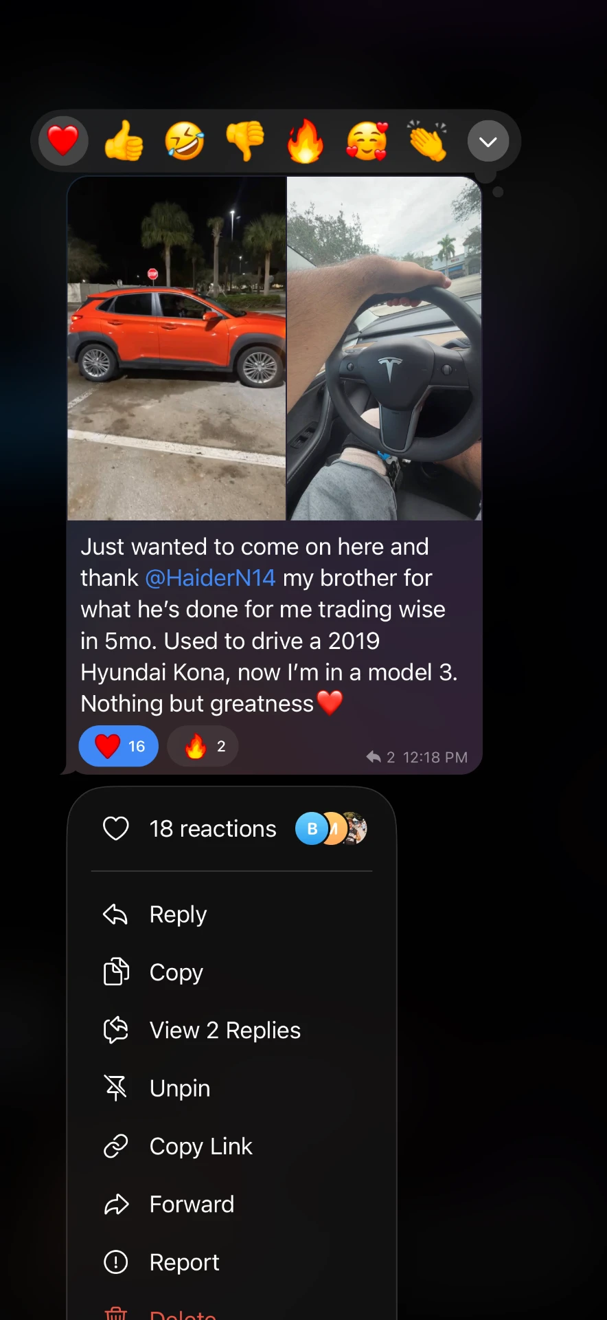 Member win screenshot — 🚗 Model 3